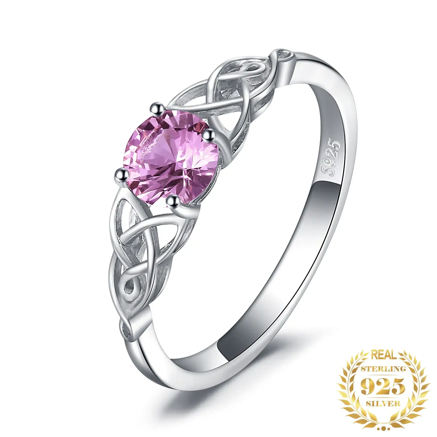 925 Silver Pink Sapphire Celtic Promise Ring 925 Silver Pink Sapphire Celtic Promise Ring