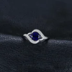 Oval Blue Sapphire Ring 925 Sterling Silver - Image 2