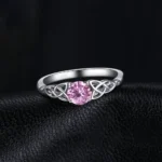 925 Silver Pink Sapphire Celtic Promise Ring - Image 2