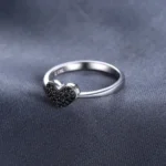 925 Silver Heart Ring Black Spinel - Image 3