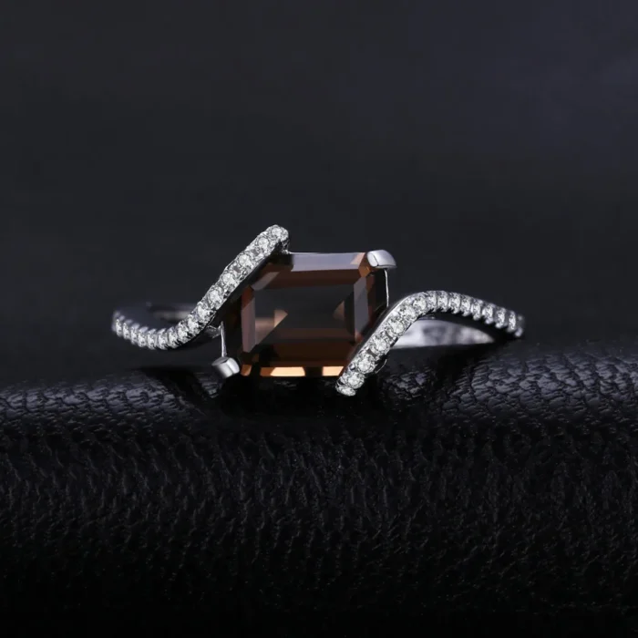 Emerald Cut Smoky Quartz Ring 1.7 Carat Gem - Image 2