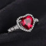 Stunning Heart Love Red Ruby 925 Sterling Silver Engagement Ring - Image 3