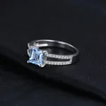 Blue Topaz Princess Cut Ring | 925 Silver Wedding Gift - Image 3