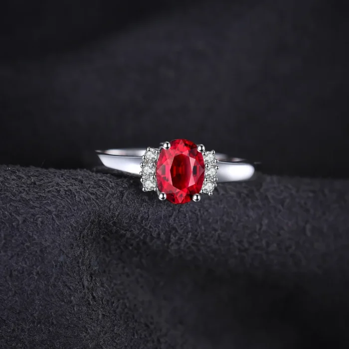 Red Garnet Engagement Ring 925 Silver - Image 2