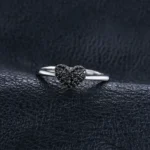 925 Silver Heart Ring Black Spinel - Image 2