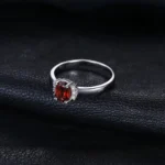Red Garnet Engagement Ring 925 Silver - Image 3