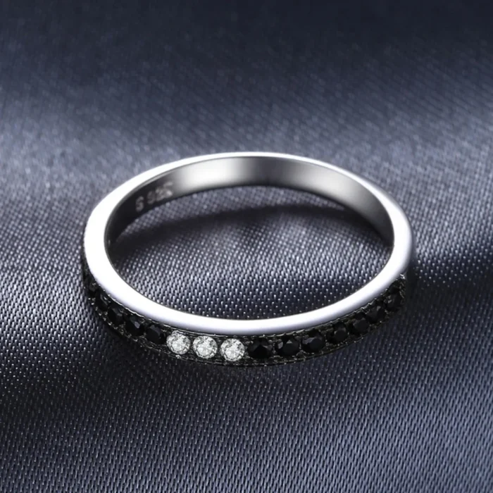 Elegant Black Spinel 925 Silver Wedding Ring - Image 3