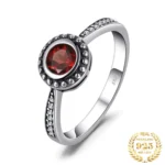 Natural Garnet Ring: Sterling Silver Statement Piece