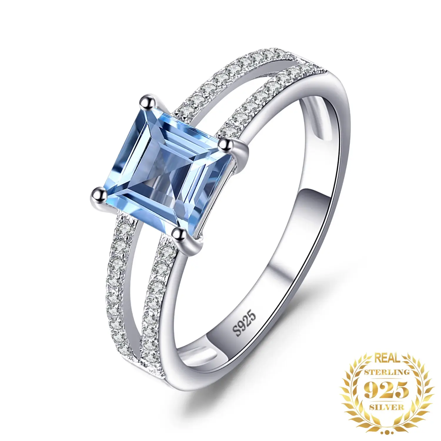 kf-S33f76754040141e8a31ead5d6b6b37bew Blue Topaz Princess Cut Ring | 925 Silver Wedding Gift