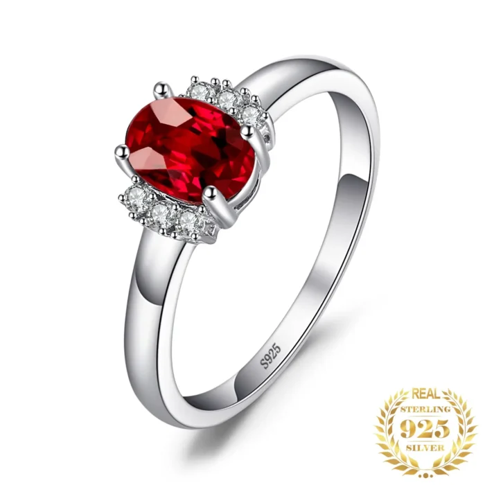 Red Garnet Engagement Ring 925 Silver