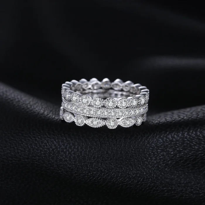 925 Rose Gold CZ Band Ring Set - Image 2