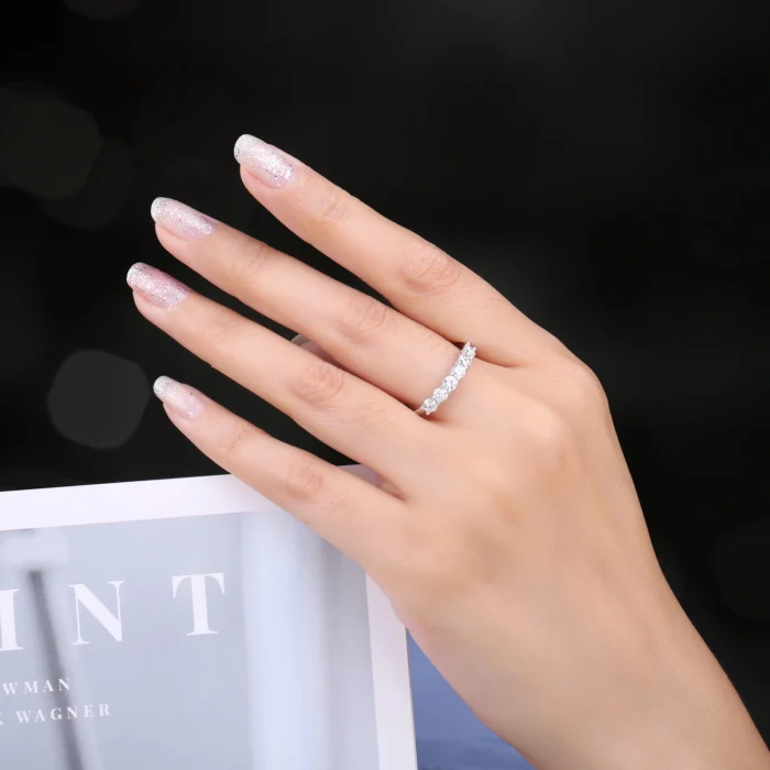 Classic 925 Silver CZ Wedding Band for women's - Image 3