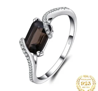 Emerald Cut Smoky Quartz Ring 1.7 Carat Gem