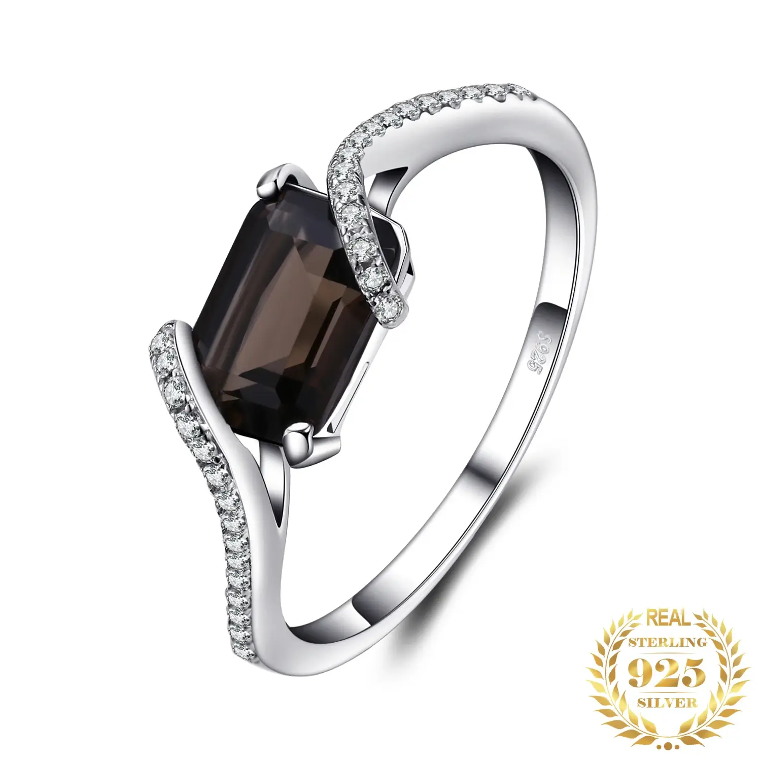 kf-Sa0ca1f724dfa45648e7908aa00768529Y Emerald Cut Smoky Quartz Ring 1.7 Carat Gem