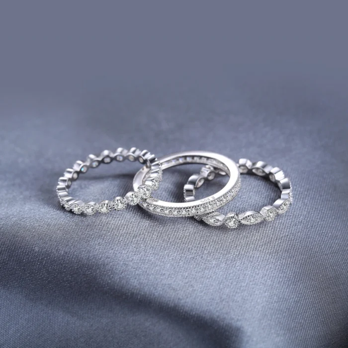 925 Rose Gold CZ Band Ring Set - Image 3