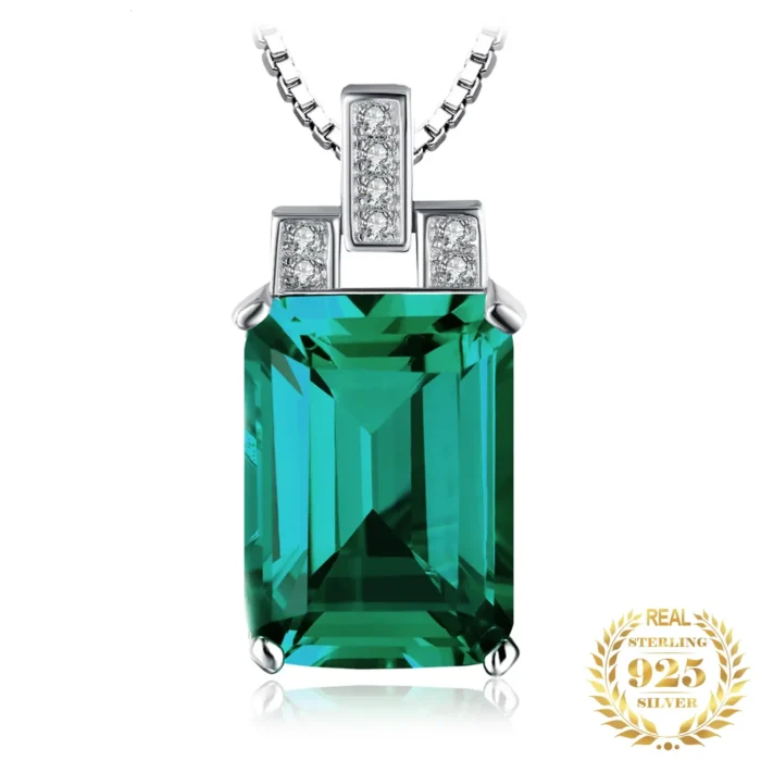 Nano Emerald 925 Sterling Silver Pendant Necklace No Chain