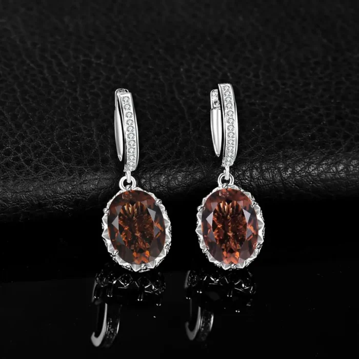 925 Silver 7ct Smoky Quartz Statement Drops - Image 2