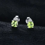 925 Sterling Silver Natural Peridot Studs Green - Image 2