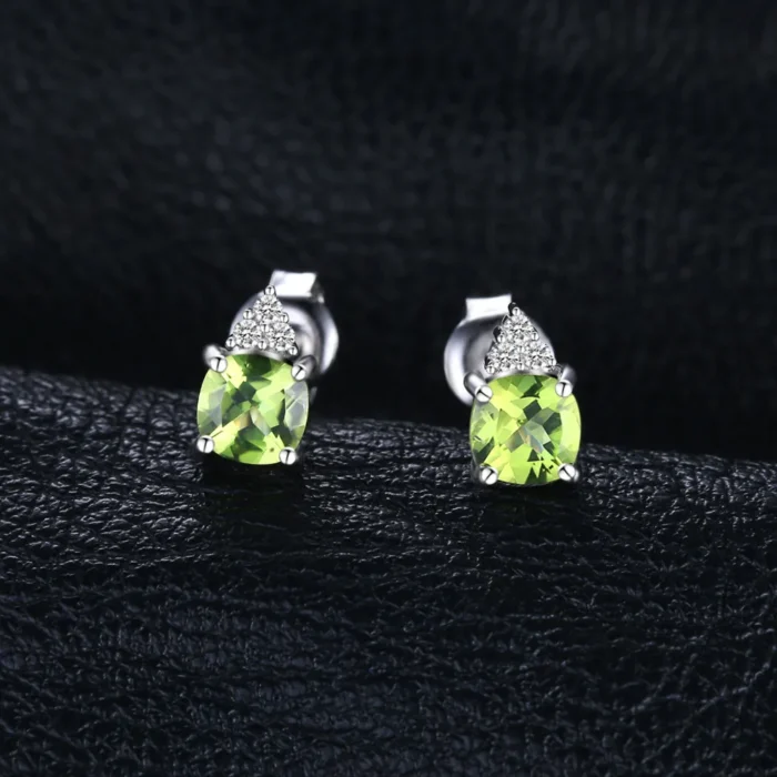 925 Sterling Silver Natural Peridot Studs Green - Image 2