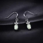 Genuine 1.9ct Green Amethyst White Topaz 925 Sterling Silver Earrings - Image 3