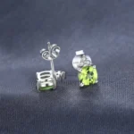 925 Sterling Silver Natural Peridot Studs Green - Image 3