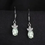 Genuine 1.9ct Green Amethyst White Topaz 925 Sterling Silver Earrings - Image 2