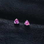 925 Sterling Silver Pink Sapphire Heart Earrings - Image 2