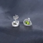 Stunning Pear Natural Green Peridot 925 Silver Stud Earrings - Image 3