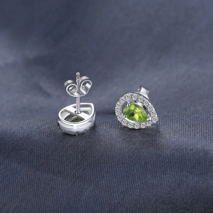 Stunning Pear Natural Green Peridot 925 Silver Stud Earrings - Image 3