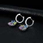 Stunning Natural Amethyst & Blue Topaz Flower Drop Earrings - Image 3