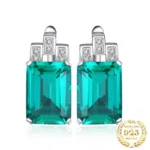 8ct Simulated Emerald 925 Silver Clip-On Earrings