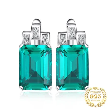 8ct Simulated Emerald 925 Silver Clip-On Earrings