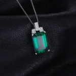 Nano Emerald 925 Sterling Silver Pendant Necklace No Chain - Image 2