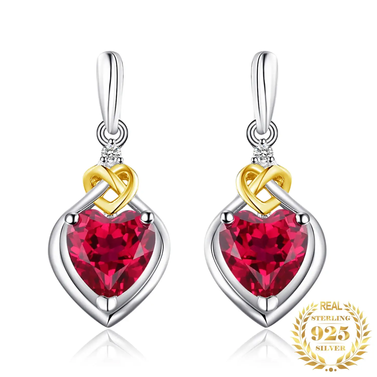 kf-Hbe4a5c6922a5465e80ed8b4e7fa7bd2ep Red Ruby Love Knot Heart Sterling Silver Earrings