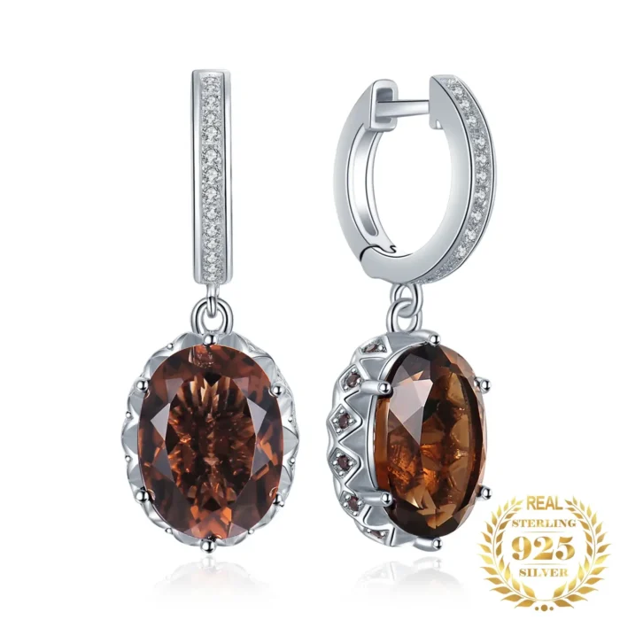 925 Silver 7ct Smoky Quartz Statement Drops - Image 1