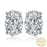 Oval Cut CZ Stud Earrings in 925 Silver