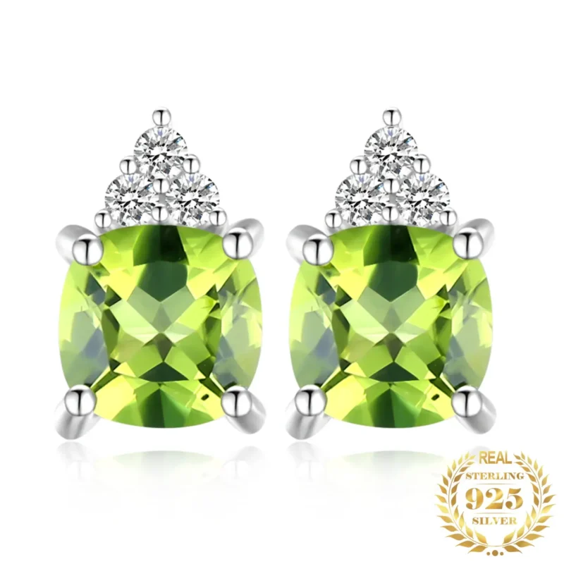 925 Sterling Silver Natural Peridot Studs Green