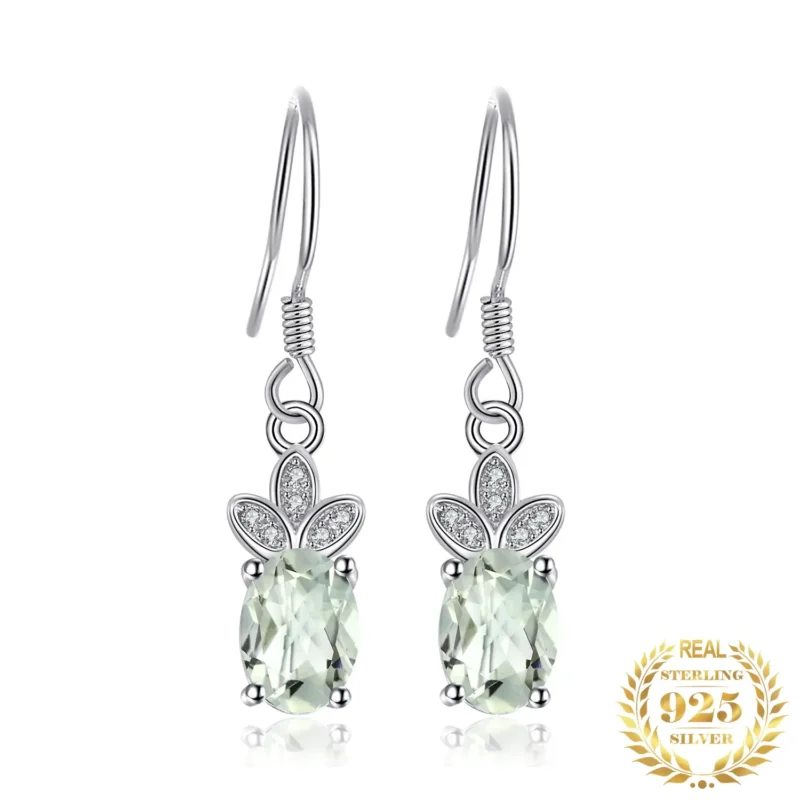 Genuine 1.9ct Green Amethyst White Topaz 925 Sterling Silver Earrings