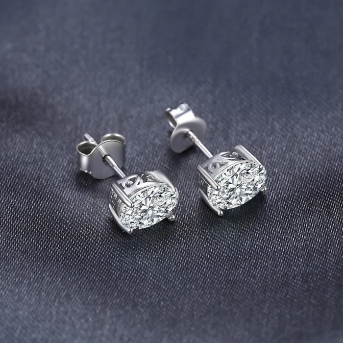 Oval Cut CZ Stud Earrings in 925 Silver - Image 3