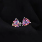 6.3ct Rainbow Mystic Quartz Silver Stud Earrings - Image 2