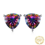 6.3ct Rainbow Mystic Quartz Silver Stud Earrings