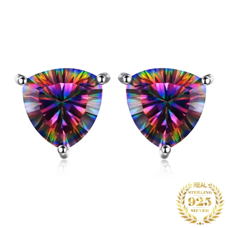 6.3ct Rainbow Mystic Quartz Silver Stud Earrings
