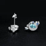 Moon Star Sky Blue Topaz Stud Earrings 2.4ct - Image 3