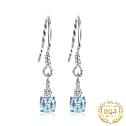 Stunning 1.5ct Sky Blue Topaz Drop Earrings in Sterling Silver