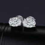 Oval Cut CZ Stud Earrings in 925 Silver - Image 2