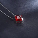 Square Red Ruby Sterling Silver Pendant - Image 3