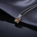 925 Sterling Silver Smoky Quartz Square Gemstone Pendant - Image 3