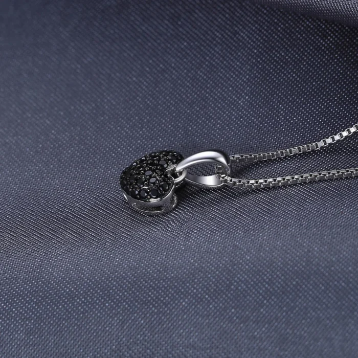 Natural Black Spinel Heart Pendant Sterling Silver - Image 3