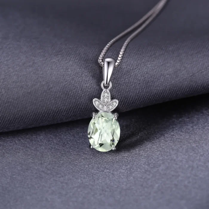 925 Sterling Silver Green Amethyst Topaz Pendant - Image 3