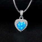 Love Heart Blue Opal Sterling Silver Necklace - Image 2